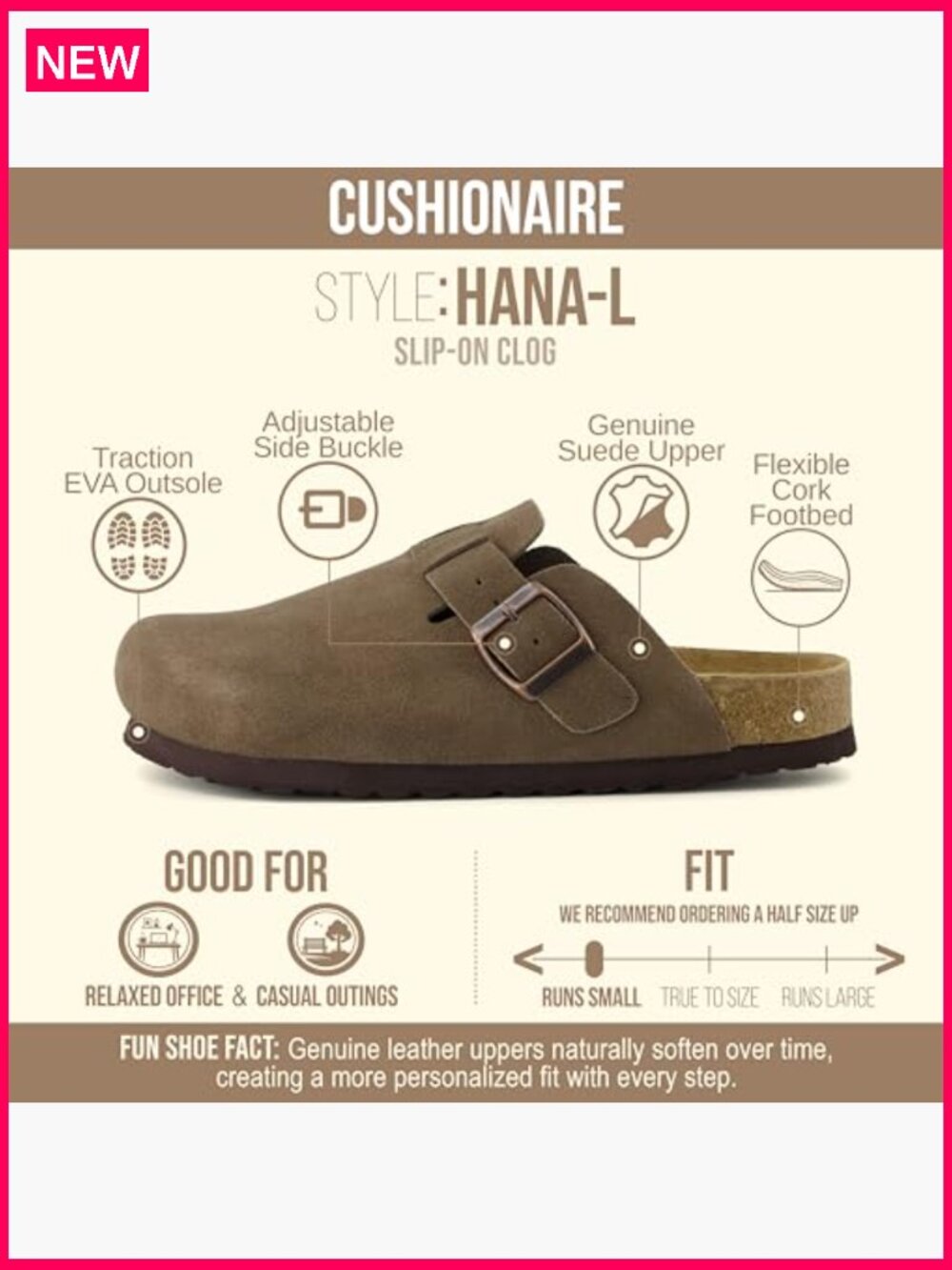 Genuine Suede Mule Clogs Slip On Comfort Cork Footbed Adjustable Buckle - Picture 4 of 7